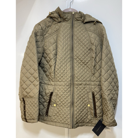 Weatherproof Jackets & Blazers - Weatherproof Quilted Jacket Women's 1X Hooded Vintage Khaki Full Zip NWT